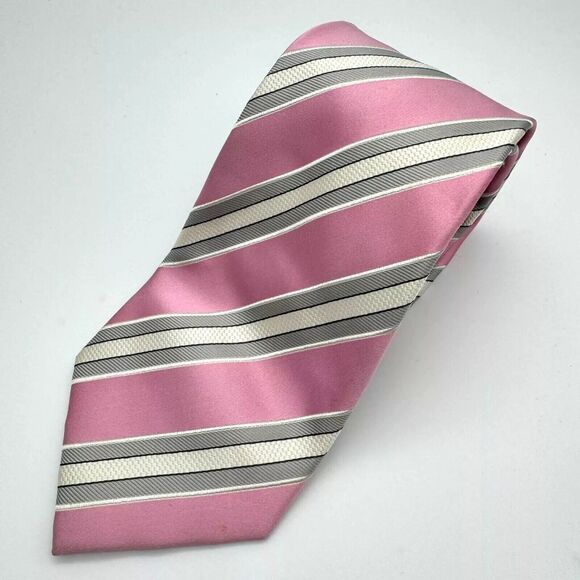Donald J. Trump Signature Men's Pink Striped Silk Tie Length 59.5" Width 3.5" - Picture 1 of 5